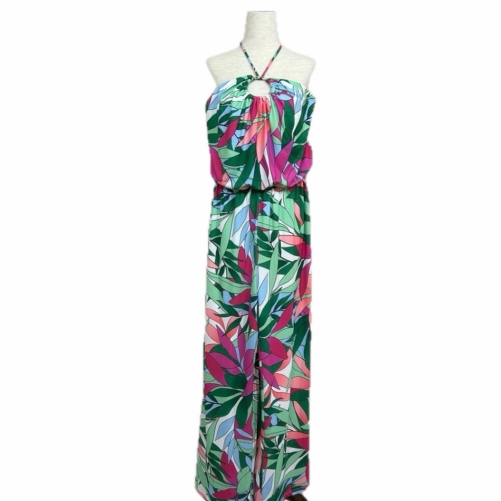 Boston‎ Proper Tropical Palm Print Dela Halter Ring Jumpsuit Sz S - Picture 6 of 13